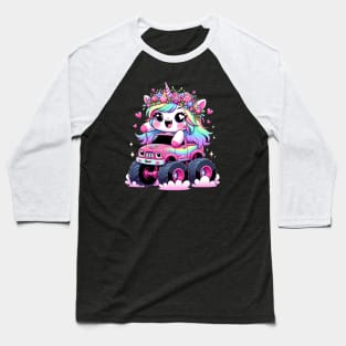 Monster Truck Unicorn Birthday Party Monster Truck kids Girl Baseball T-Shirt